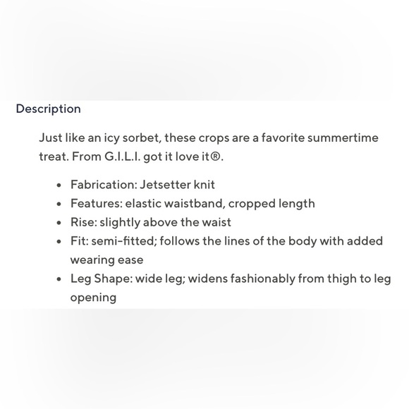 🚨Sale🚨 New G.I.L.I Wide Leg Crop Pants Size Large - Picture 7 of 9